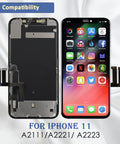 iPhone 11 Screen Swap Kit With Full HD LCD Display 6.1 Inch, 3D Touch Digitizer, Frame, Full Assembly, Repair Tools Included, Black