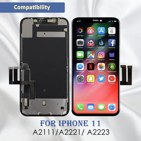 iPhone 11 Screen Swap Kit With Full HD LCD Display 6.1 Inch, 3D Touch Digitizer, Frame, Full Assembly, Repair Tools Included, Black