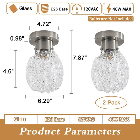 2-pack Crystal Chandelier 4 Light Flush Mount Ceiling Light Fixture with G9 Socket, 11.8 inch diameter, 5.9 inch height