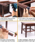 Heavy Duty Furniture Sliders For Carpet And Hardwood Floors With Reusable Glide Discs and Secure Screws installation steps with drill and screws.