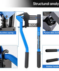 Structural analysis of Heavy Duty Manual Lever Sheet Metal Stud Punch 20 Gauge with labeled auxiliary spring and punch dies locking.