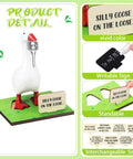 Magnetic Goose Key Holder With Wooden Base And Writable Sign Cute Resin Goose Statue Desk Deco 11 Piece Set for Home Office.