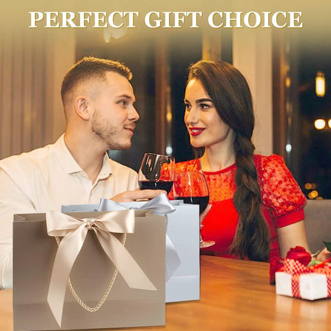Two Large Gift Bags Set With Two Color Ribbons Two Greeting Cards And Four Sheets Tissue Paper For Birthdays Weddings Baby Showers And Christmas Portable Gift Bags For Easy Gifting At Parties with couple in background