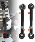 Front Sway Bar Links For 2.5 To 6 Inch Lift Jeep JK 2007 2018 Replacement With Quick Disconnect Adjustable Grease Fittings For Easy Bushing Lubrication And Smooth Quiet Operation, black steel with red grease fittings