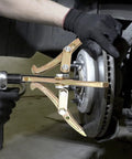 8 Inch 3 Jaw Gear Puller Removal Tool Workhorse for Slide Gears Pulleys and Flywheels Gold Finish in use on car part