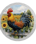 4 Pack White Dresser Knobs Set With Sunflower Rooster Fence Pattern Mushroom Pulls For Drawers Cabinets Cupboards Kitchen Closet And Wardrobe Doors 35mm Diameter Durable ABS Crystal Glass featuring rooster and sunflowers design.