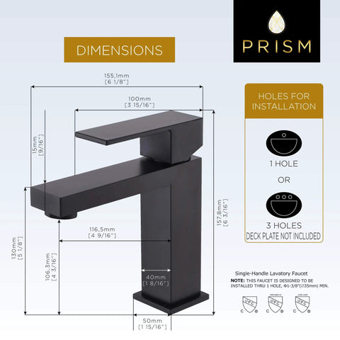 Matte Black Single Hole Bathroom Faucet With ADA Handle Modern Black Finish 304 Stainless Steel Construction Lead Free Ceramic Cartridge cUPC Certified Easy Install Built To Last And Slick For Any Modern Vanity