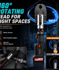 360° rotating head on the Newest Upgrade 21V Brushless Hydraulic Copper Pipe Crimping Tool Kit For tight spaces.