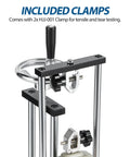 Beefy Manual Force Test Stand With 8.7 Inch Vertical Stroke And Clamp, Heavy Duty Steel Frame, 500N Load Capacity, Handwheel Operated, Portable Bench Mount For Material Testing, 1 Year Warranty And Lifetime Tech Support, included clamps