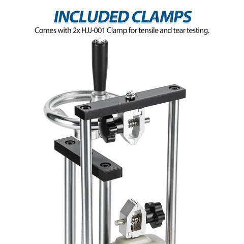 Beefy Manual Force Test Stand With 8.7 Inch Vertical Stroke And Clamp, Heavy Duty Steel Frame, 500N Load Capacity, Handwheel Operated, Portable Bench Mount For Material Testing, 1 Year Warranty And Lifetime Tech Support, included clamps
