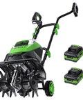 40V Cordless Electric Tiller With Two 4.0Ah Batteries, Lightweight Mini Cultivator, 14 Inch Tilling Width, 40 Steel Tines