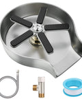 Premium Stainless Steel Kitchen Sink Glass Rinser With Nine High Pressure Sprayer Holes displayed with installation kit