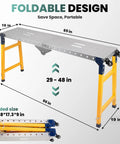 Built Different Multi Functional Heavy Duty Welding Table With Step Platform 1200 Lb Alloy Steel Workbench adjustable height 29 to 48 inches shown in open position.