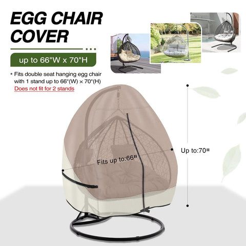 Heavy Duty Patio Hanging Egg Chair Cover For Double Seat Wicker Swing With Stand Protector 600D Waterproof Outdoor Shield