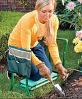 Woman gardening on Folding Garden Stool With Cushioned Kneeling Seat Comfortable Garden Bench And Work Stool Includes Two Large Tool Bags