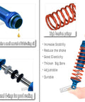 Close-up of alloy front shock and spring from Beefed Up 1/10 Scale RC Upgrade Parts Kit for Rustler VXL and Stampede VXL 2WD