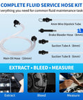 Vacuum Fluid Extractor Hose Kit For Pneumatic Or Manual Pumps, 5-Piece Set with labeled tubes and usage guide