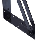 Close-up of Beefy Heavy Duty Shelf Brackets 14 Inch Pair For Garage And Kitchen Floating Shelves Black Powder Coated Steel 1000 Lbs Per Pair