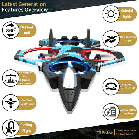 Mini RC Airplane For Kids With Hand Launch Auto Hover And 3D Flips Easy Joystick Control Three Speed Modes Propeller Guards
