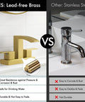 Comparison between lead-free brass and other stainless steel faucets, highlighting corrosion resistance and durability.