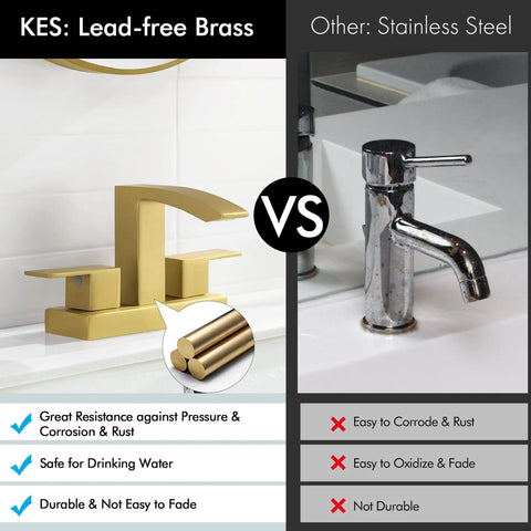 Comparison between lead-free brass and other stainless steel faucets, highlighting corrosion resistance and durability.