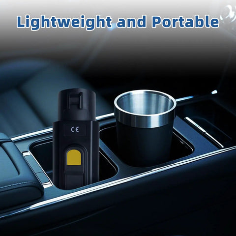 Type 1 To Type 2 EV Charging Adapter 32A 7KW in car cup holder next to insulated mug
