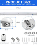 Vapor Tight LED Shop Light Four Foot All In One 40/50/60W Selectable, 3 CCT 3000K-5000K, IP66 Waterproof, ETL Listed dimensions and parts
