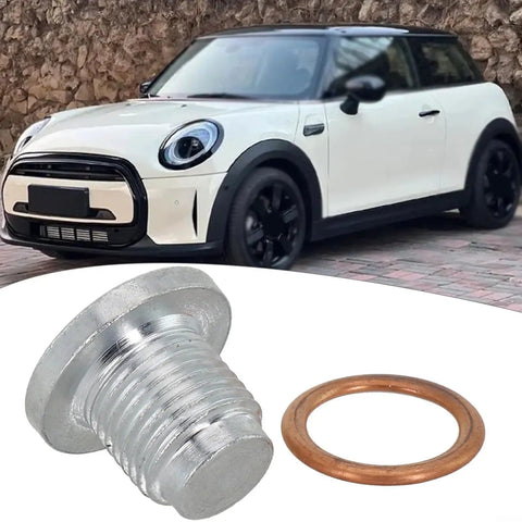 Heavy Duty Solid Aluminum Oil Drain Plug And Gasket Kit For Bmw And Mini Cooper R56 R57 Fits 11137585928 Perfect Seal No Leaks Quick Install, plug and gasket