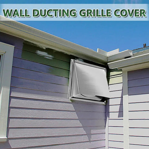 Pro Grade Six Inch Stainless Steel Square External Exhaust Vent Cover With 45 Degree Louvers And Mesh Screen installed outside