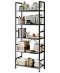 Five Tier Bookshelf Tall Display Stand For Bedroom Living Room And Home Office Industrial Style Black Storage Rack