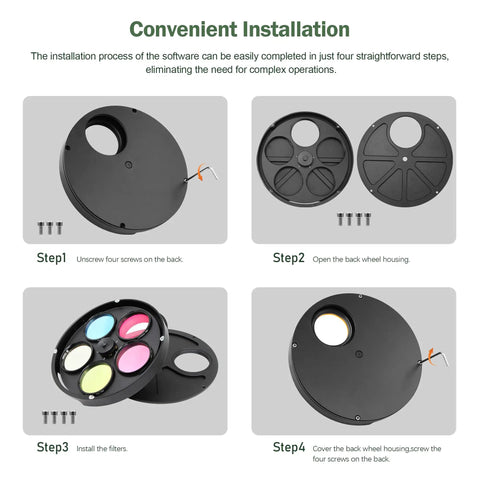 Installation steps for F/6.3 Reducer Corrector For C Series Telescopes Bundle With 2 Inch Five-Position Filter Wheel