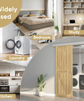 6Ft Sliding Barn Door Hardware Track Kit With Handles, Low Clearance Aluminum Alloy Box Rail Track In Silvery Finish installed across different rooms like kitchen, bedroom, study for wide use.