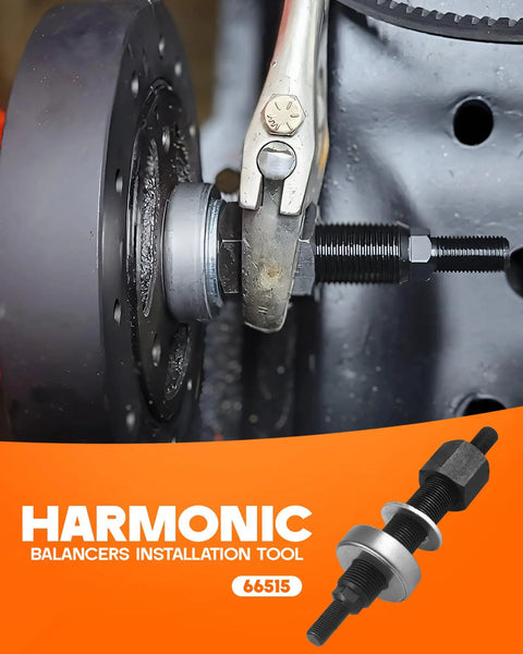 All In One Harmonic Balancer Installation And Puller Tool Set for Chevy small block and big block cranks in use on engine