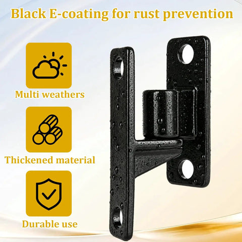 Rock Solid Four Pack Black Gate Hinges Made From Top Shelf 304 Stainless Steel For Outdoor Fences And Farms Rust Proof Heavy Duty Door Hardware with a black E-coating.