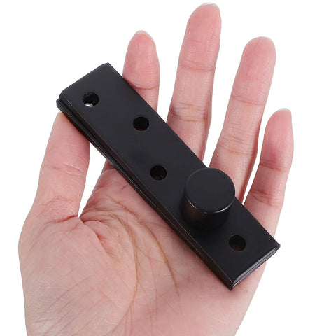 Heavy Duty Stainless Steel Pivot Hinge For Wood Doors And Narrow Openings With Hidden Central Pivot, Matte Black Finish, Offset Shaft, Dual Hinge Design, Boss Grade For Bookcases And Cabinets, Rotatable And Secure held in hand.