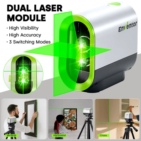 Dual Laser Level With Tripod USB Rechargeable 2200mAh Battery Self Leveling IP54 Waterproof Dustproof Shockproof 7 Hour Runtime For Precise DIY And Pro Projects green laser module with tripod