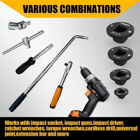 Tough As Nails Low Profile Impact Socket Adapter Set Featuring Heavy Duty Strong Magnets And Stubby Drive Conversion Fits Tight Quarters tools and drill combination.