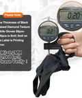 Measuring thickness of Heavy Duty Black Nitrile Disposable Gloves Medium 8 Mil Thick 100 Pack for quality assurance.