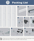 White Bifold Sliding Interior Closet Door Slab, 3-Panel MDF With PVC Finish packing list showing components and hardware kit included.
