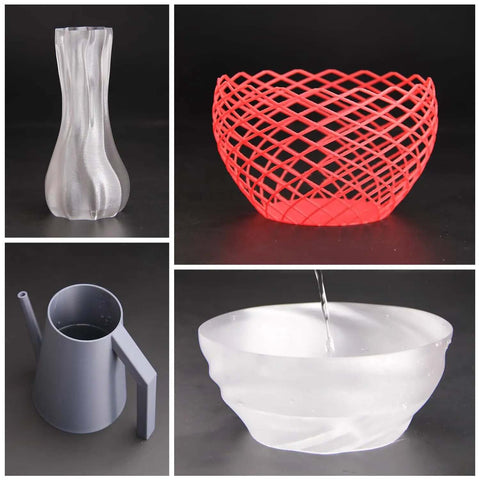 Various 3D printed objects showcasing the versatility and strength of Budget Friendly PETG Filament 1.75mm 1kg Spool Glossy Finish.