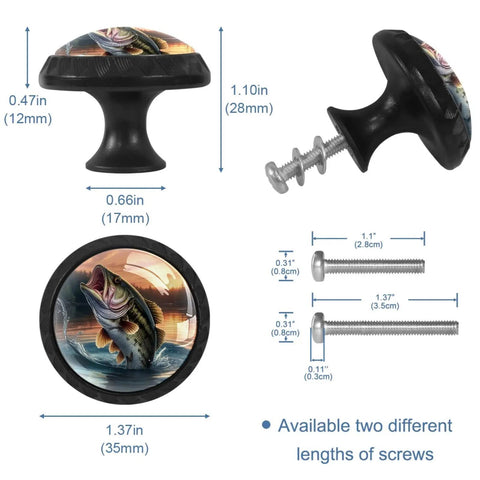 Slick Retro Fish Crystal Cabinet Knobs And Drawer Pulls Durable Ab Hardware Rust Proof Stainless Screws, 35mm wide mushroom knobs.