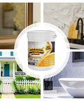 No Sweat Waterproof Adhesive And Invisible Anti Leakage Coating Featuring Built In Brush For Roofs Walls And Floors Dries Clear displayed in a collage.