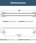 Dimensions diagram of Brushed Nickel Cabinet Handles 5-1/16 Inch 128mm with metric and imperial measurements.