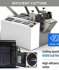 Professional Heavy Duty Electric Conduit And Automatic Heat Shrink Tube Cutter With A Beefy 300 Watt Motor Serving Up 6000 Crisp Cuts Per Hour And A Built In Cooling Fan For Bald Knuckle Free Workdays with control panel and motor.