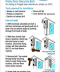 White Hardened Keyed Bolt Sliding Patio Door Lock Surface Mounted For Wood And Metal Doors installation guide.