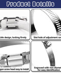 202 Pieces 304 Stainless Steel Hose Clamps Assortment Kit Adjustable Worm Gear Clamps 6 To 51 Millimeter Heavy Duty