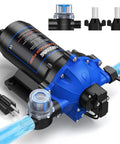 Workhorse Five Chamber Self Priming Diaphragm Water Pump 7 GPM 70 PSI 110V AC with pressure switch and strainer