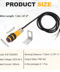 Diffuse Reflection Photoelectric Sensor M18 7 To 30 Cm Sensing Range PNP NC Output 6 To 36 V DC 300 mA With Mounting Bracket