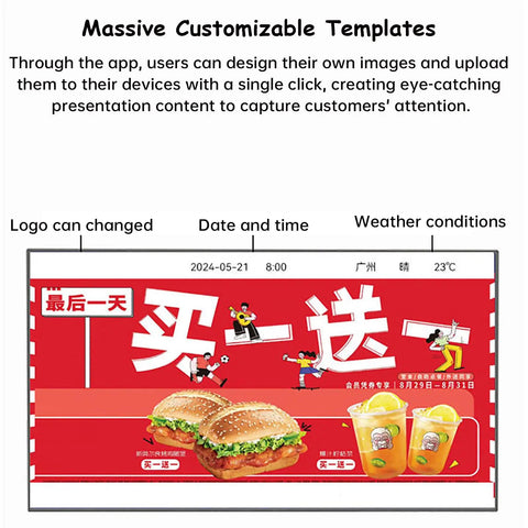 Premium 4K Interactive Led Digital Signage Display With Smart Split Screen And Smooth Portrait Or Landscape Swapping showcasing customizable templates.
