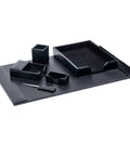 Bonded Leather Desk Set Six Piece With Sleek Leather Desk Pad And Essential Desk Organizer Accessories In Black For A Boss Level Office Look Plus A Clean Organized Workspace You Can Proudly Show Off